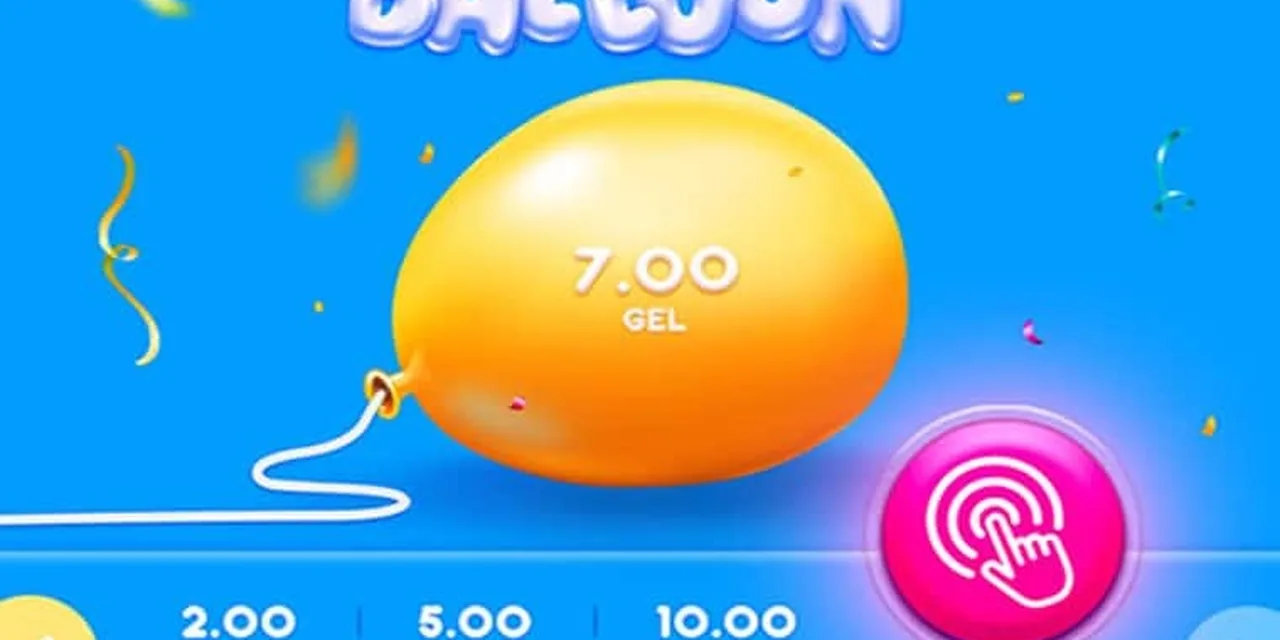 Globo naranja de Balloon con confeti tras una ronda ganadora de 7.00 en la app.