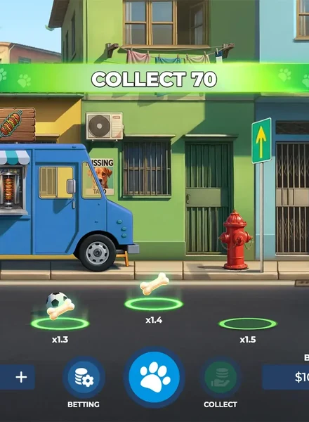 Portada de Caramelo Dog: Lucky Run, juego crash disponible en 1win