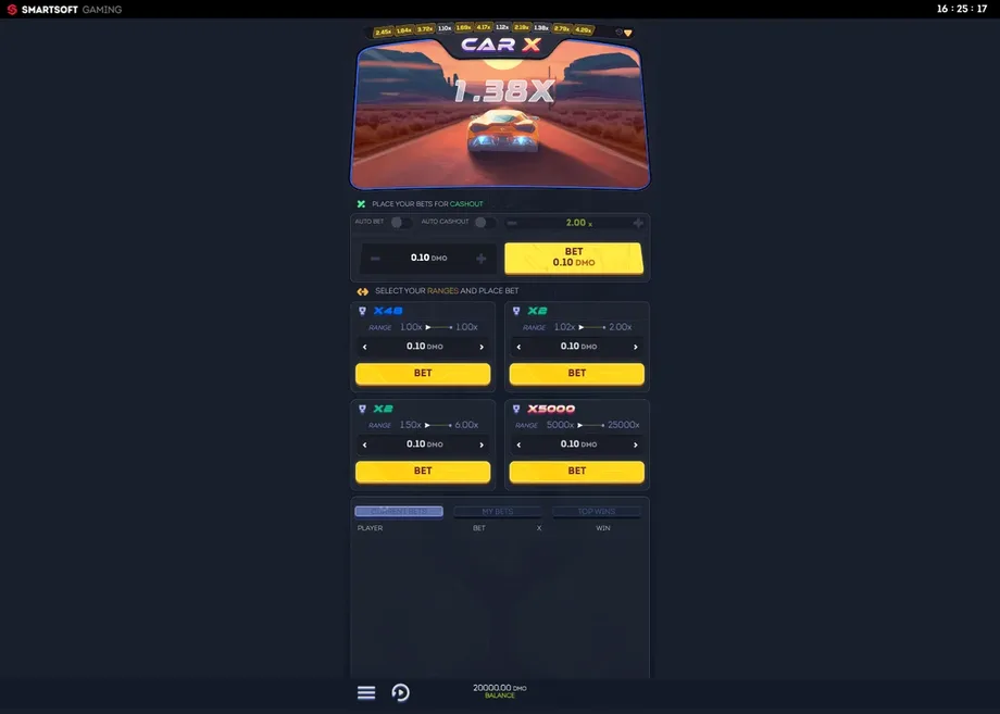 Captura de juego de CarX, juego crash de SmartSoft disponible en 1win