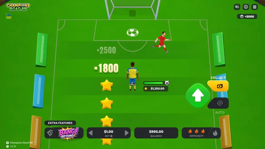 Captura de juego de Champions Road BB, juego penalty de Barbara Bang disponible en 1win