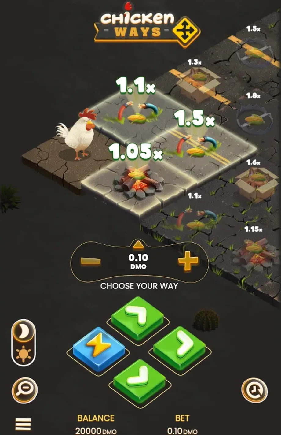 Captura de juego de Chicken Ways, juego crash de SmartSoft disponible en 1win