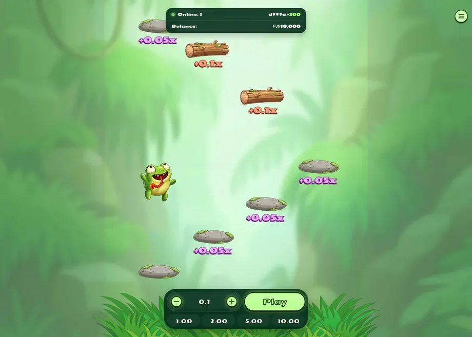 Captura de juego de Frogger Jump, juego tower de Vortex disponible en 1win