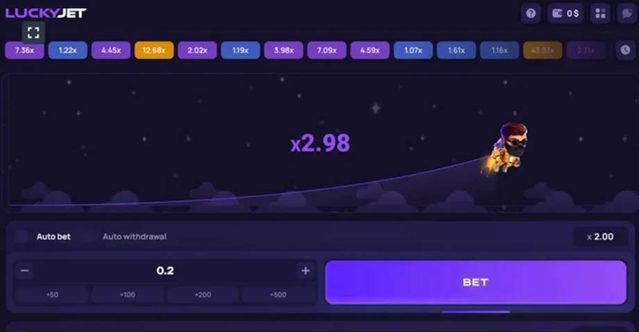 Captura de juego de Lucky Jet, juego crash de 1win Games disponible en 1win