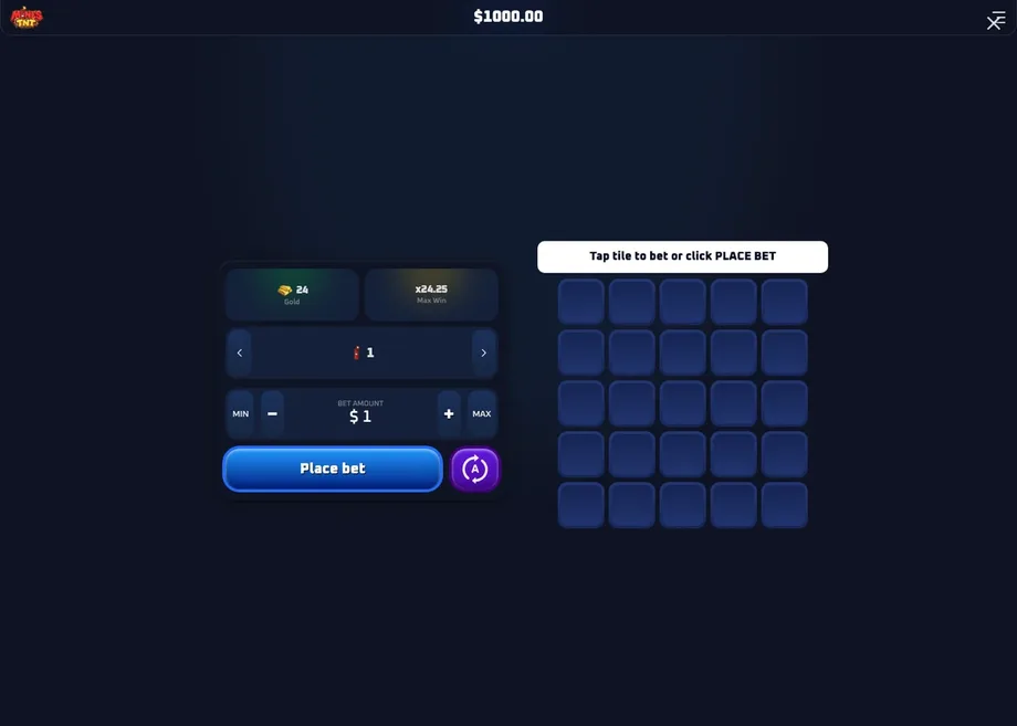 Captura de juego de Mines TNT, juego mines de Gamzix disponible en 1win