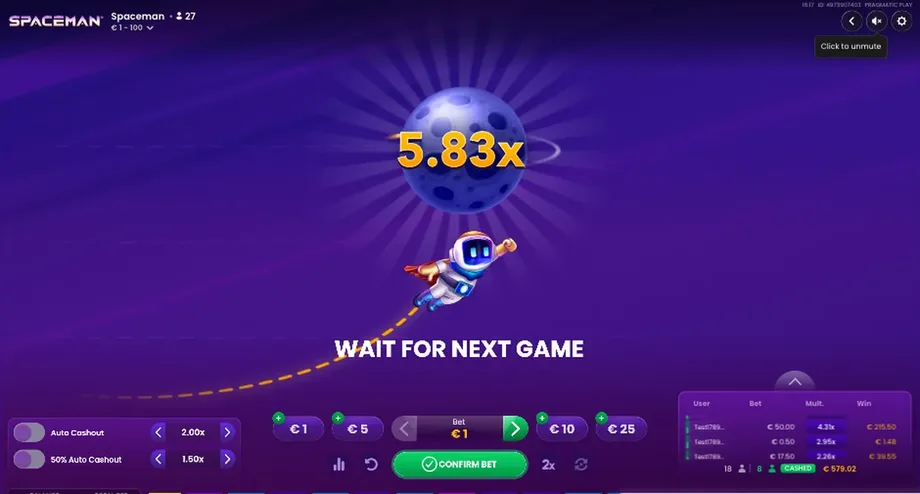 Captura de juego de Spaceman, juego crash de Pragmatic Play disponible en 1win