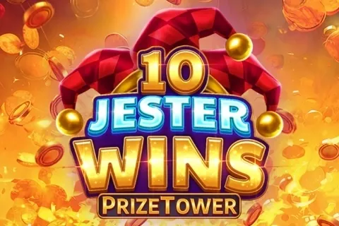 Banner de 10 Jester Wins PrizeTower, tragamonedas de Kalamba disponible en 1win