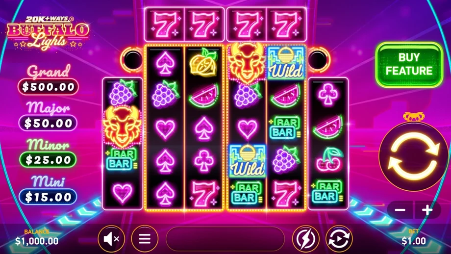 Captura del juego 20K+ Ways Buffalo Lights, tragamonedas de Koala disponible en 1win