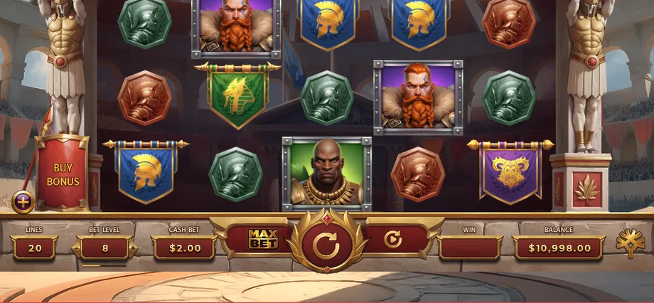 Captura del juego 3 Gladiators vs Caesar, tragamonedas de Yggdrasil disponible en 1win