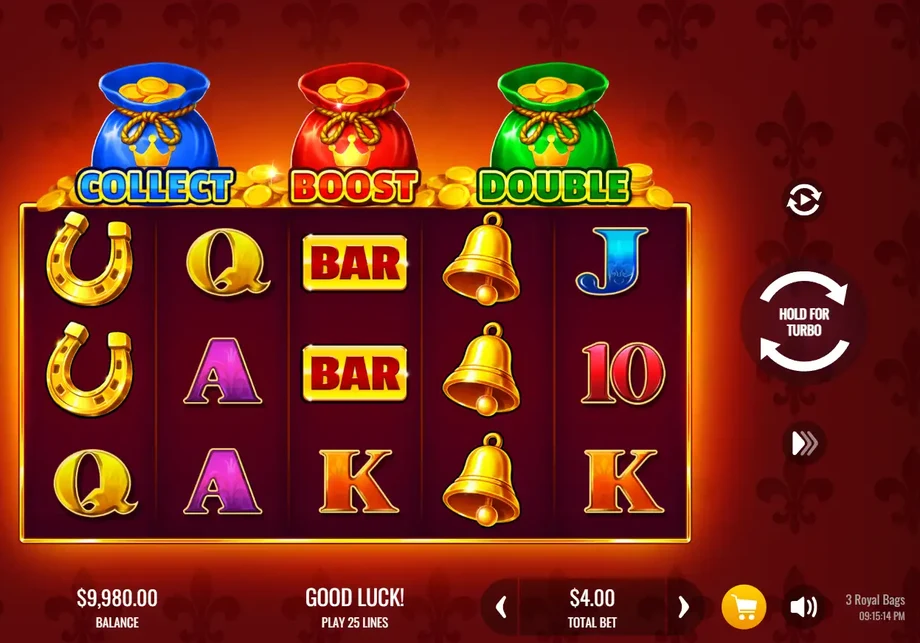 Captura del juego 3 Royal Bags, tragamonedas de Platipus disponible en 1win