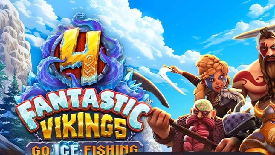 Banner de 4 Fantastic Vikings Go Ice Fishing, tragamonedas de Yggdrasil disponible en 1win