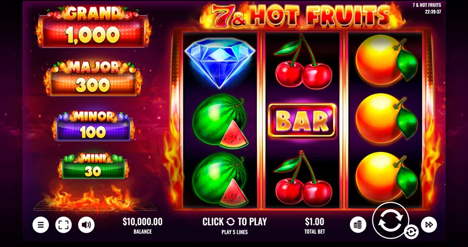 Captura del juego 7 & Hot Fruits, tragamonedas de Platipus disponible en 1win