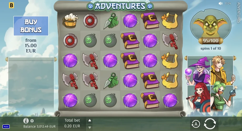 Captura del juego Adventures, tragamonedas de BGaming disponible en 1win