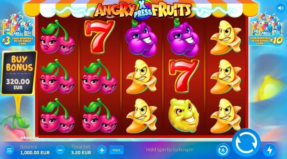 Captura del juego Angry Fruits Xpress, tragamonedas de PopiPlay disponible en 1win