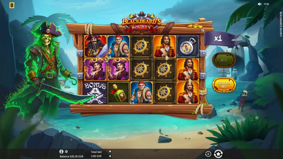 Captura del juego Blackbeard's Bounty, tragamonedas de BGaming disponible en 1win