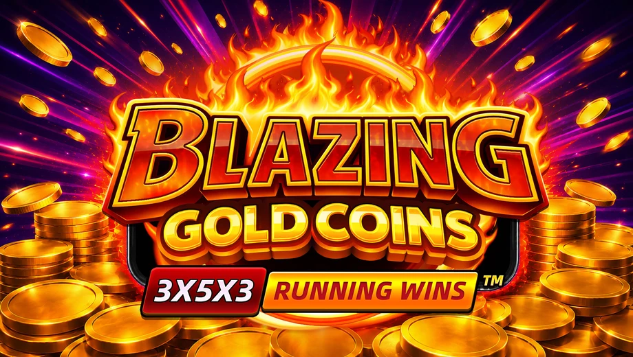 Banner de Blazing Gold Coins RUNNING WINS, tragamonedas de Fugaso disponible en 1win