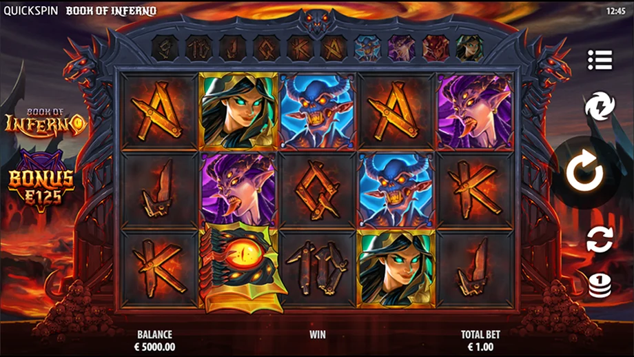 Captura del juego Book of Inferno, tragamonedas de Quickspin disponible en 1win