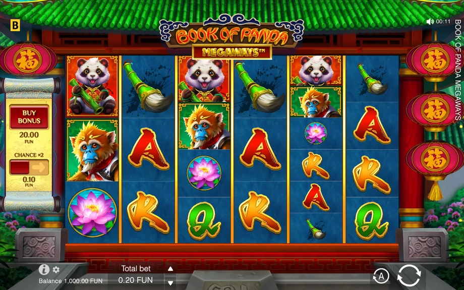 Captura del juego Book of Panda Megaways, tragamonedas de BGaming disponible en 1win