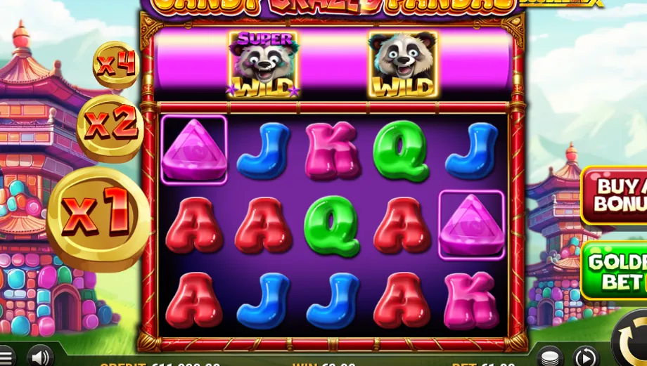 Captura del juego Candy Crazed Pandas DoubleMax, tragamonedas de Yggdrasil disponible en 1win