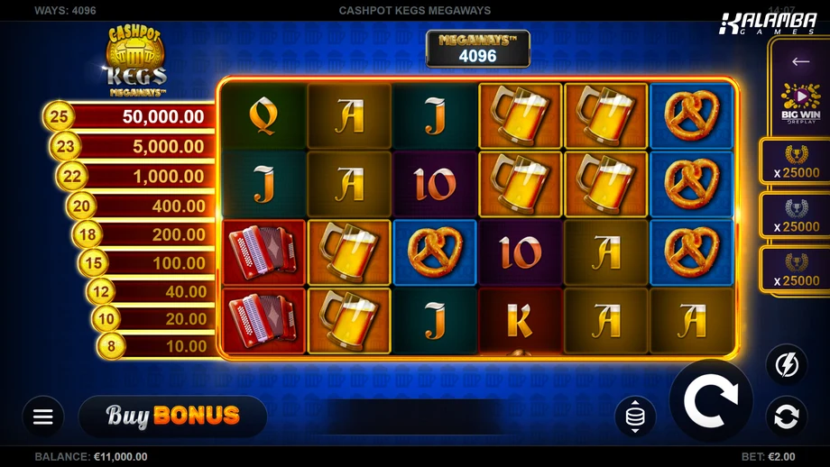 Captura del juego Cashpot Kegs Megaways, tragamonedas de Kalamba disponible en 1win