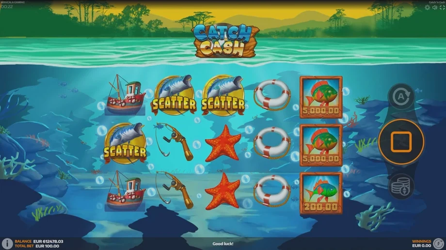 Captura del juego Catch N Cash, tragamonedas de Mancala disponible en 1win