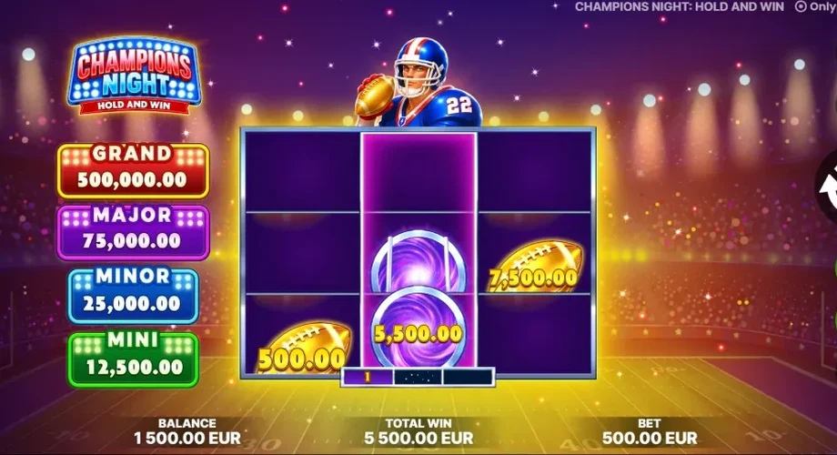Captura del juego Champions Night: Hold and Win, tragamonedas de Onlyplay disponible en 1win