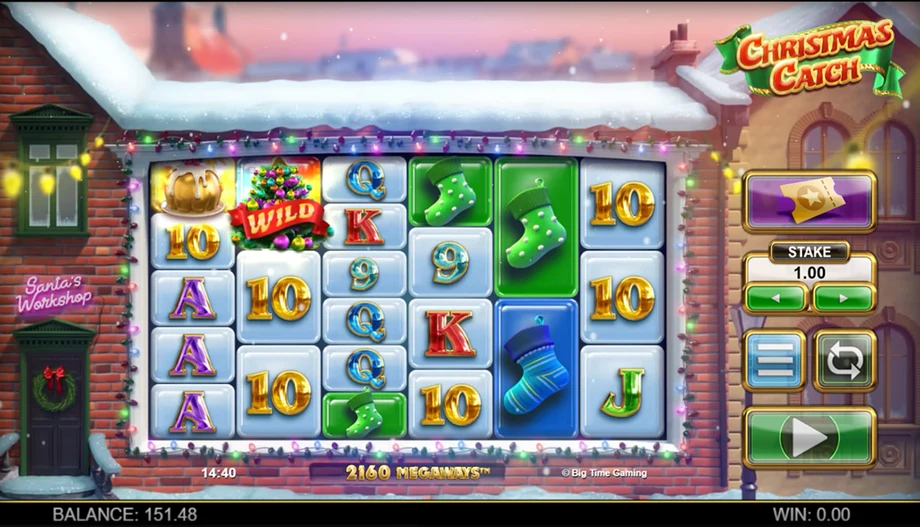 Captura del juego Christmas Catch, tragamonedas de Big Time Gaming disponible en 1win