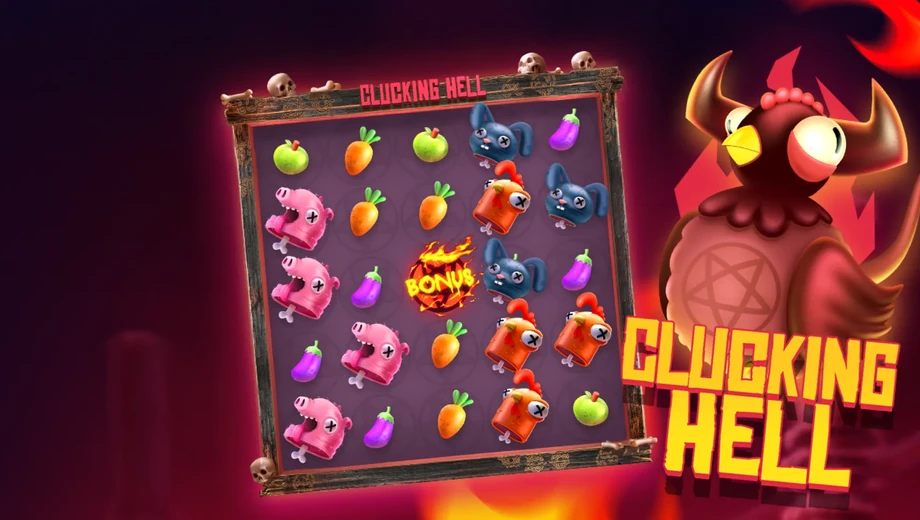 Banner de Clucking Hell, tragamonedas de BGaming disponible en 1win