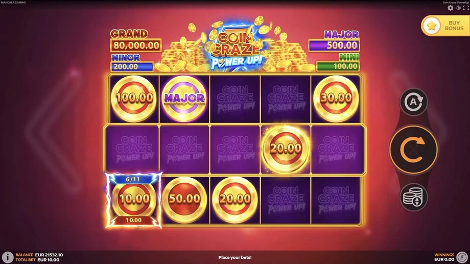 Captura del juego Coin Craze PowerUp, tragamonedas de Mancala disponible en 1win