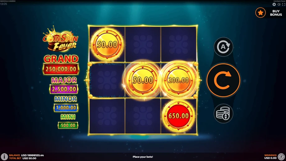 Captura del juego CoinSpin Fever, tragamonedas de Mancala disponible en 1win