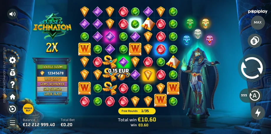 Captura del juego Curse of Echnaton, tragamonedas de PopiPlay disponible en 1win