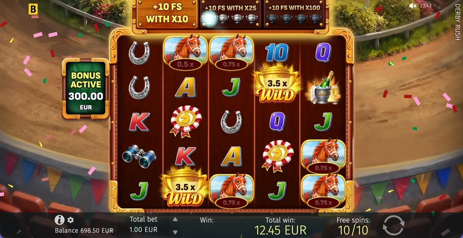 Captura del juego Derby Rush, tragamonedas de BGaming disponible en 1win