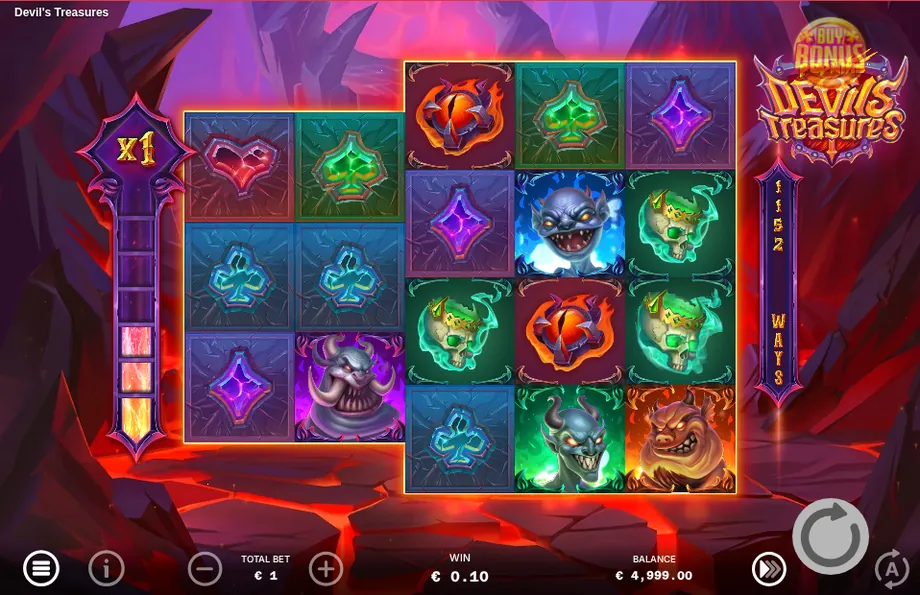 Captura del juego Devil's Treasures, tragamonedas de Ela Games disponible en 1win