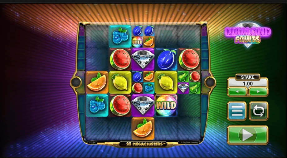 Captura del juego Diamond Fruits, tragamonedas de Big Time Gaming disponible en 1win