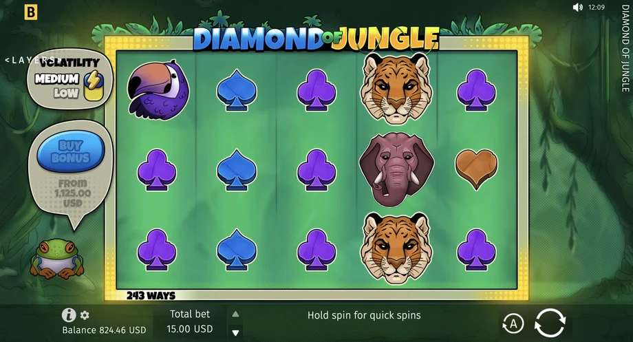 Captura del juego Diamond of Jungle, tragamonedas de BGaming disponible en 1win
