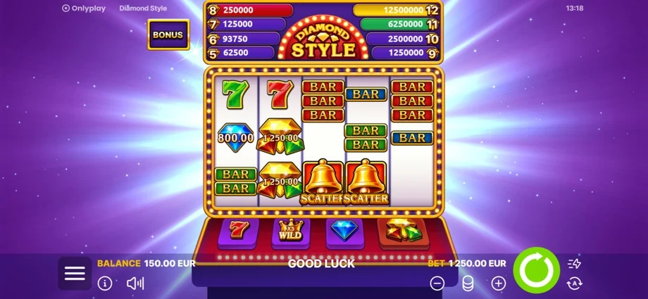 Captura del juego Diamond Style, tragamonedas de Onlyplay disponible en 1win