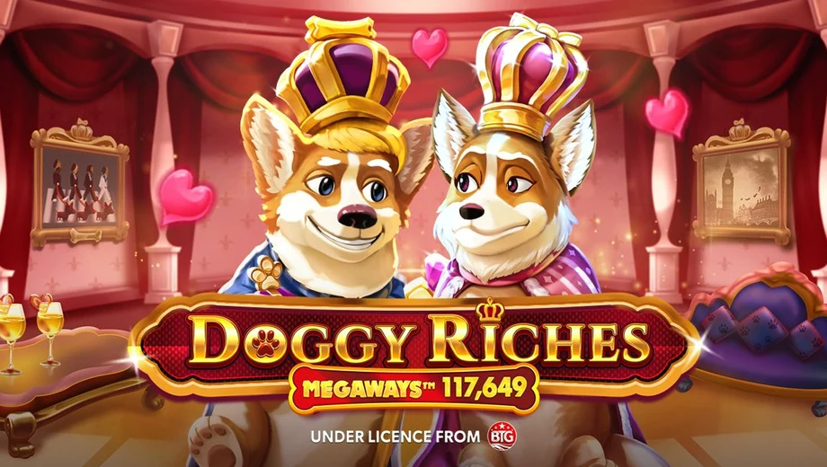 Banner de Doggy Riches Megaways, tragamonedas de Red Tiger disponible en 1win