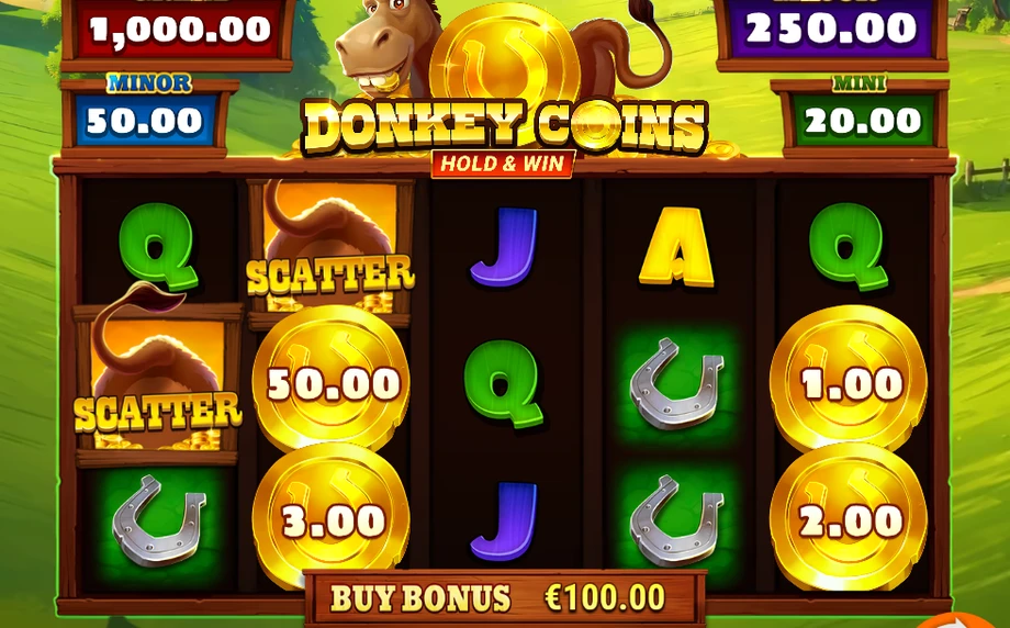 Captura del juego Donkey Coins Hold & Win, tragamonedas de Yggdrasil disponible en 1win