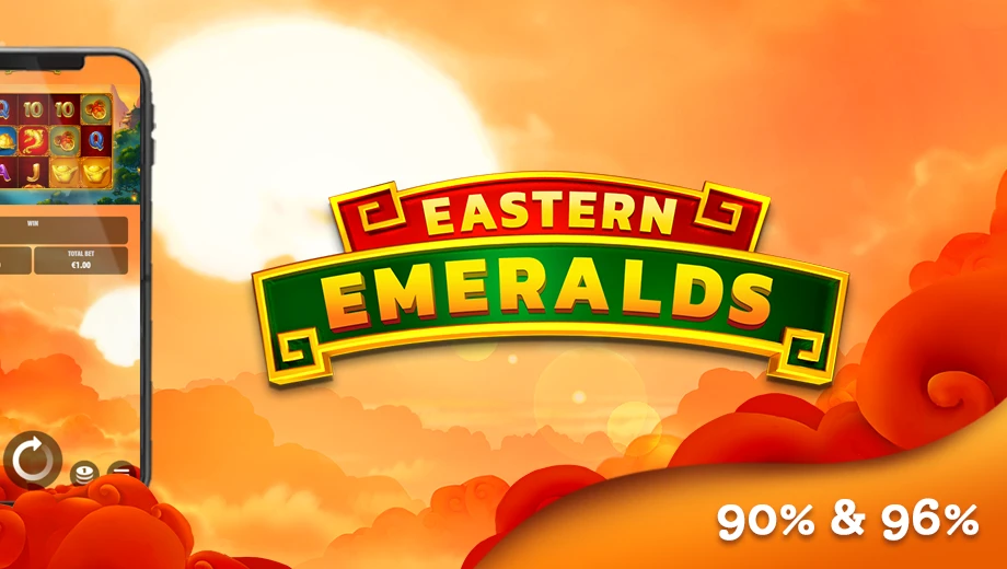 Banner de Eastern Emeralds Megaways, tragamonedas de Quickspin disponible en 1win