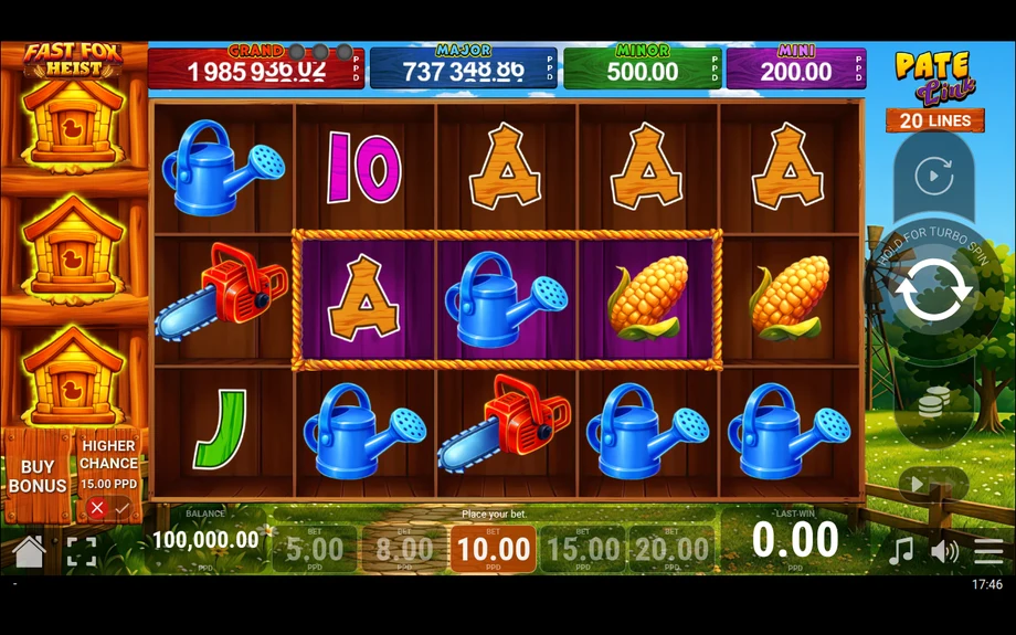 Captura del juego Fast Fox Heist Pate Link, tragamonedas de Pateplay disponible en 1win