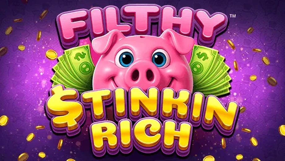 Banner de Filthy Stinkin Rich, tragamonedas de Nucleus Gaming disponible en 1win