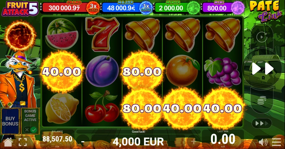 Captura del juego Fruit Attack 5 Pate Link, tragamonedas de Pateplay disponible en 1win