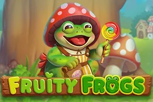 Banner de Fruity Frogs, tragamonedas de Pixmove disponible en 1win