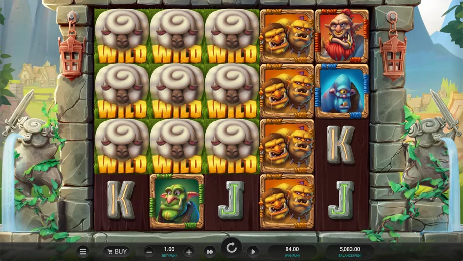 Captura del juego Giants & Sheep, tragamonedas de Relax disponible en 1win