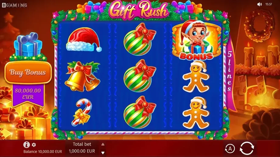Captura del juego Gift Rush, tragamonedas de BGaming disponible en 1win