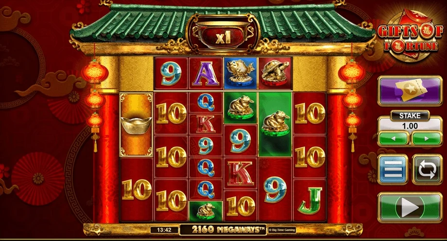 Captura del juego Gifts of Fortune, tragamonedas de Big Time Gaming disponible en 1win