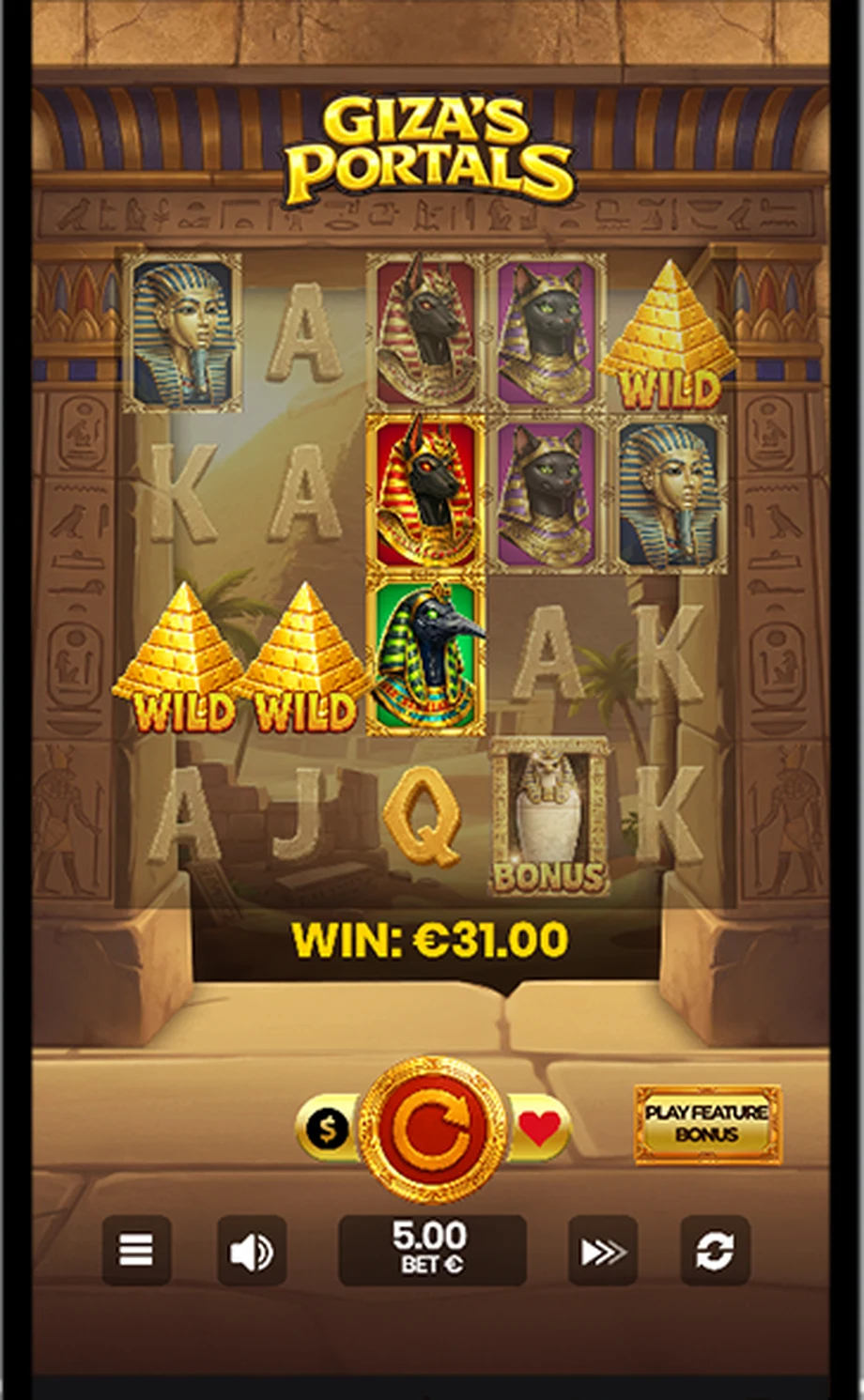 Captura del juego Giza's Portals, tragamonedas de Tom Horn Gaming disponible en 1win