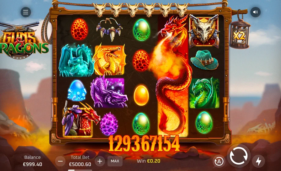 Captura del juego Guns And Dragons, tragamonedas de PopiPlay disponible en 1win