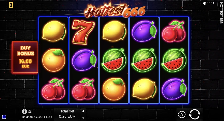 Captura del juego Hottest 666, tragamonedas de BGaming disponible en 1win