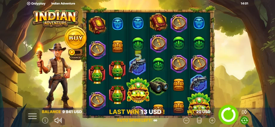 Captura del juego Indian Adventure, tragamonedas de Onlyplay disponible en 1win