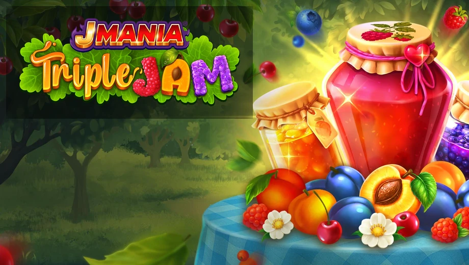 Banner de J Mania Triple Jam, tragamonedas de RubyPlay disponible en 1win